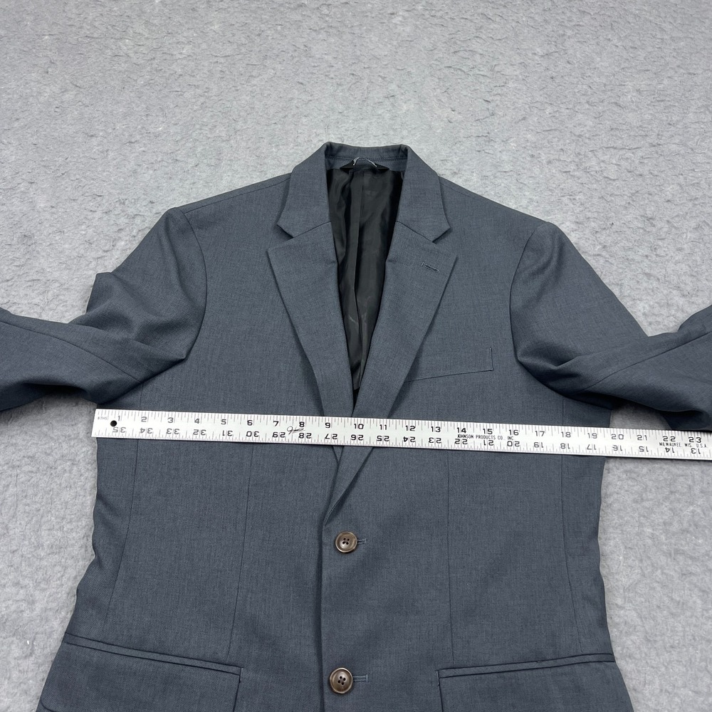 Haggar Blazer Mens 38R‎ Gray Two Button Vented Smart Wash Suit Jacket Slim Fit - Picture 10 of 16